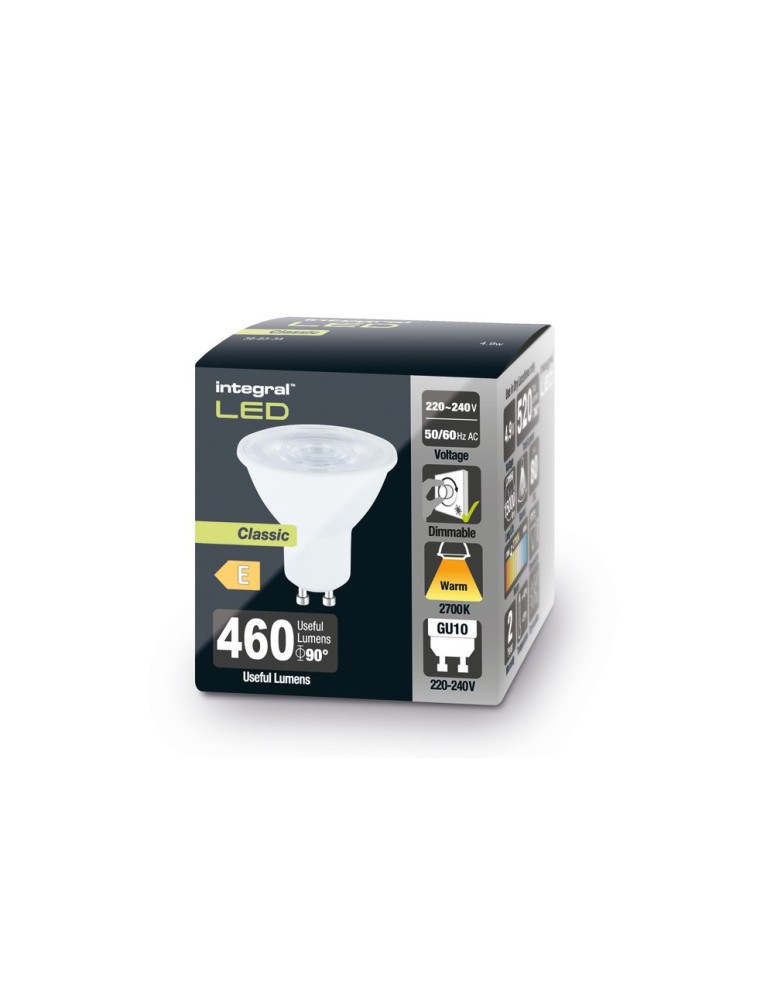 LED GU10 230V bulbs - Integral LED GU10 PAR16 4.9W (65W) 2700K 520lm Dimmable 36-83-34 - product kolory-swiatla.pl 3