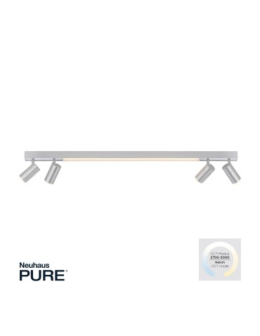 Paul Neuhaus Pure-Lines Sufitowa Z Reflektorami Pilot Sterowanie Barwą I Ściemnianie, Tryb Nocny Aluminium 6121-95