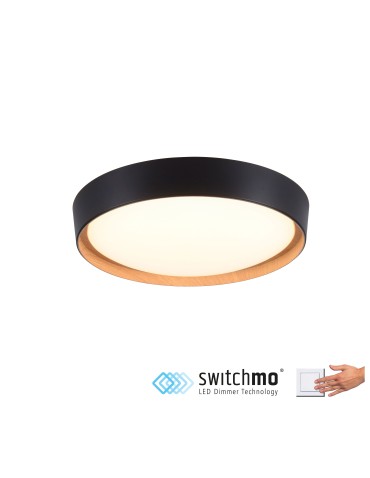 Leuchten Direkt Emilia Sufitowa 3 Stopniowe Ściemnianie Zwykłym Włącznikiem Ściennym Czarny / Drewniany 14347-18