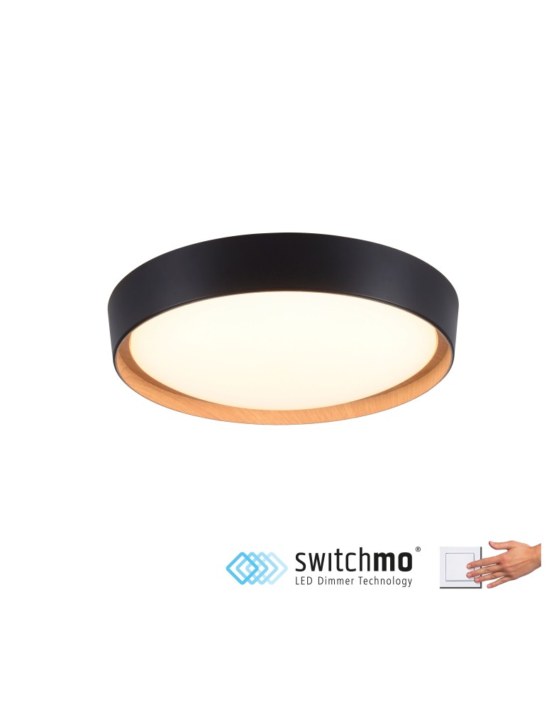 Ceiling lamps - Leuchten Direkt Emilia Ceiling 3 Degree Dimmable Ordinary Wall Switch Black / Wood 14347-18 - product kolory-swiatla.pl 1