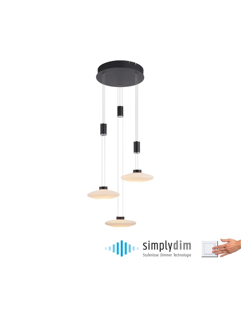 Lampy wiszące - Paul Neuhaus Lautada Wisząca Okrągła Regulowana Wysokość 120-200cm Ściemniana Płynnie Zwykłym Włącznikiem Czarny 2082-18 - produkt kolory-swiatla.pl 1