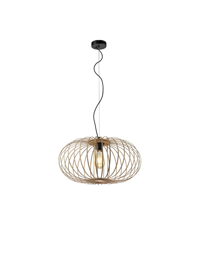 Pendant lamps - Paul Neuhaus Racoon Natural Wood Pendant Lamp 11409-79 - product kolory-swiatla.pl 1