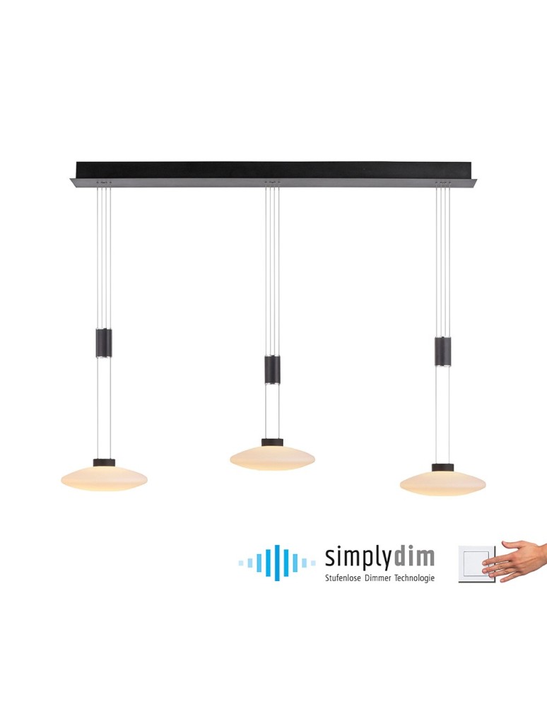 Pendant lamps with adjustable height - Paul Neuhaus Lautada Pendant on Rail Adjustable Height 120-200cm Dimmable Smooth Ordinary Switch Black 2081-18 - product kolory-swiatla.pl 1