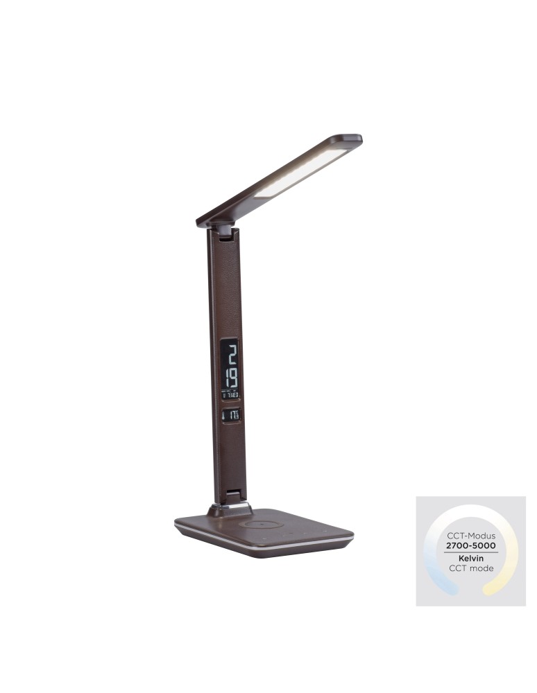 Desk lamps - Paul Neuhaus Adriano Multifunctional Desk Lamp Variable Color Dimmable Induction Charger Brown 4595-23 - product kolory-swiatla.pl 1
