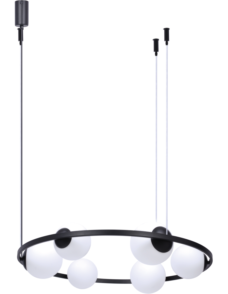 Pendant lamps spheres - Zuma Line Orbit 6 Pendant Lamp 3Xe27+3Xe14 Spheres Black 5007 - product kolory-swiatla.pl 1
