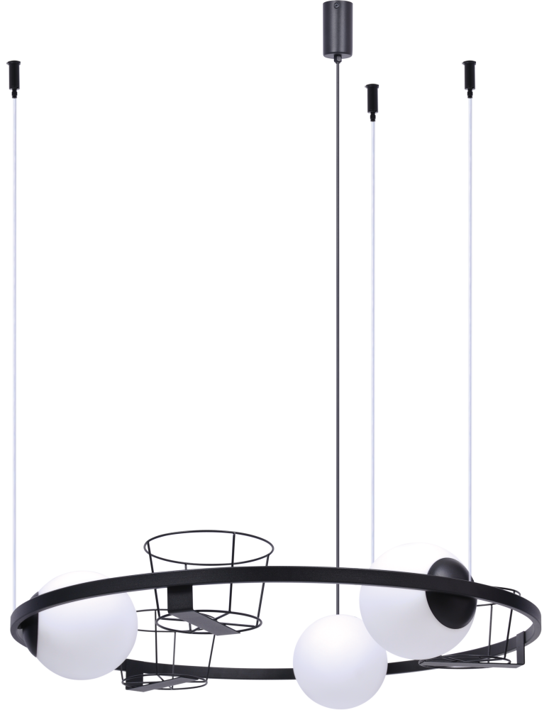 Pendant lamps spheres - Zuma Line Plant 3 Flower Pot Pendant Lamp 3Xe27 Spheres Black 5005. - product kolory-swiatla.pl 1