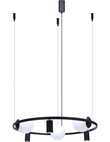 Zuma Line Orbit 3+3 Pendant Lamp 3X E27 Spheres + 3X Gu10 Reflector Black 5006