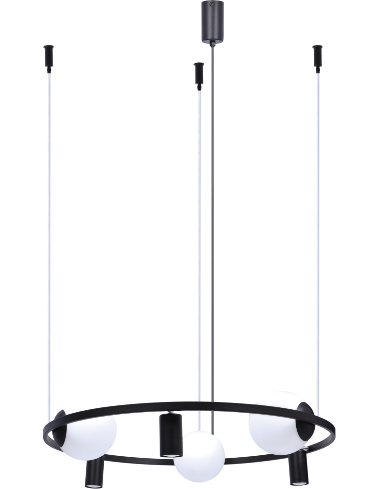 Pendant lamps spheres - Zuma Line Orbit 3+3 Pendant Lamp 3X E27 Spheres + 3X Gu10 Reflector Black 5006 - product kolory-swiatla.pl 1