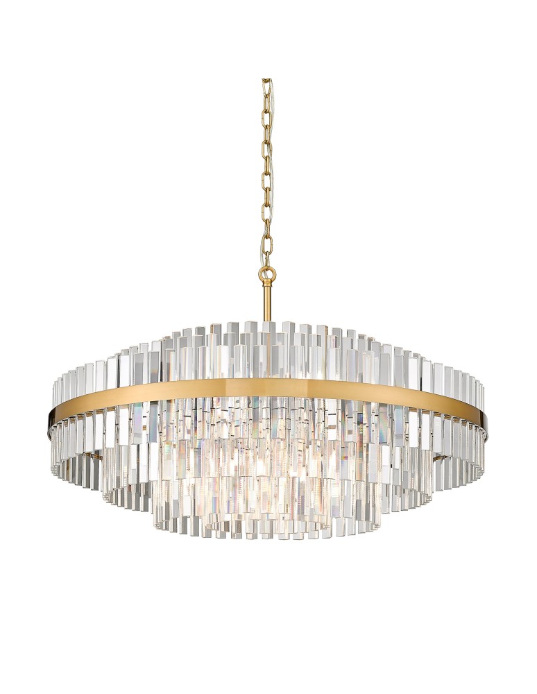 Glamour pendant lamps - Zuma Line Constantinople Crystal Pendant Lamp Brushed Brass P0567-16A-2Gac. - product kolory-swiatla.pl 1