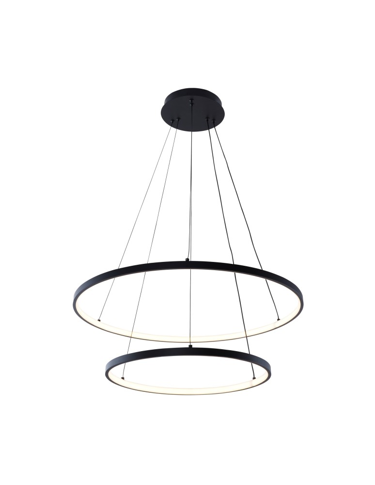 Pendant lamps circles - Zuma Line Breno Pendant with Light Colour Switch 3000K/4000K/6000K Black 18140BK-2. - product kolory-swiatla.pl 1