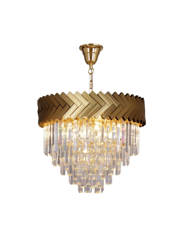Glamour pendant lamps - Zuma Line Lyon Pendant Lamp Gold / Transparent 23910/9 - product kolory-swiatla.pl 1