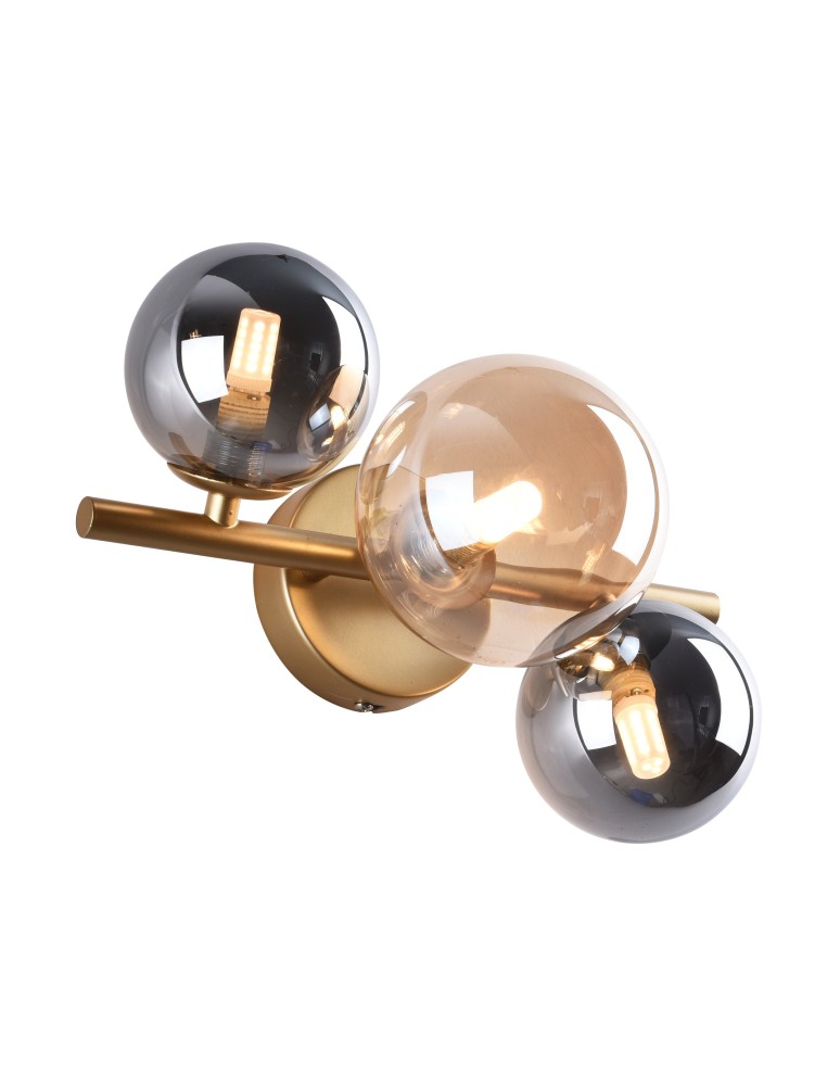 Wall lamps - Zuma Line Villa Wall lamp Gold / Grey / Amber Mb5918-3-Egn - product kolory-swiatla.pl 1