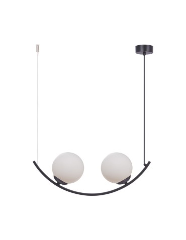 Zuma Line Wave 1 Glass Ball Pendant Lamp 2Xe14 Black / White Glass 5012.