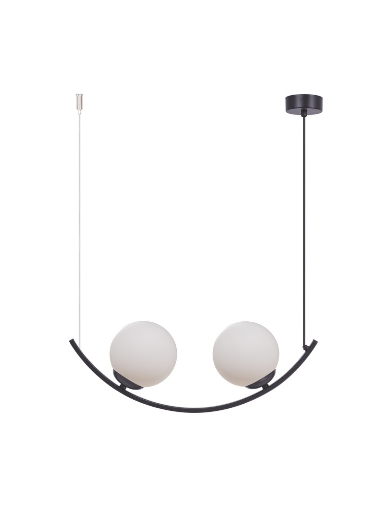 Lampy wiszące - Zuma Line Wave 1 Lampa Wisząca Szklane Kule 2Xe14 Czarny / Białe Szkło 5012 - produkt kolory-swiatla.pl 1