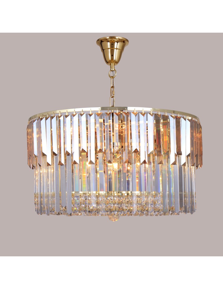 Glamour pendant lamps - Zuma Line Camille Pendant Lamp Gold/Transparent+Amber 19101/16. - product kolory-swiatla.pl 1