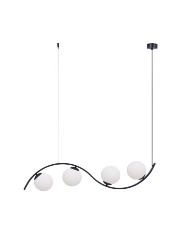 Zuma Line Wave 4 Big Pendant Lamp Black/White Glass 5014