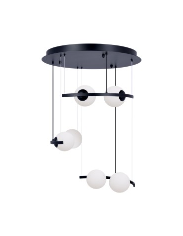 Zuma Line Helix 6 Pendant Lamp Black/White Glass 5017