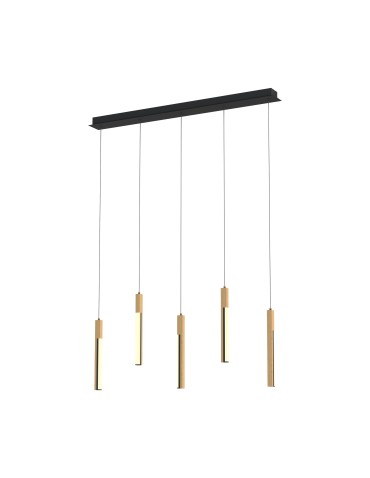 Zuma Line Eliot Pendant Lamp Light Wood/Matte Black Md4768-5-3Bmt