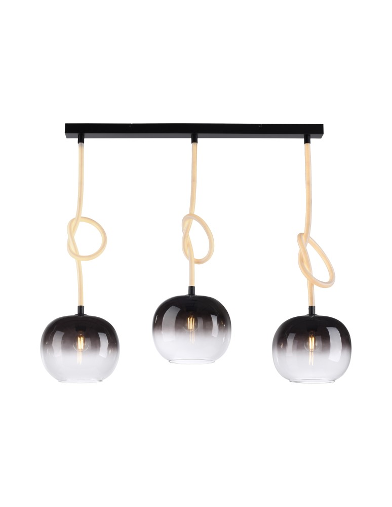 Pendant lamps - Paul Neuhaus Luma 3 Pendant Illuminated Wire Glass Shade 3Xe27 Black 2411-18 - product kolory-swiatla.pl 1