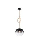 Pendant lamps - Paul Neuhaus Luma 1 Pendant Illuminated Wire Glass Shade E27 Black 2410-18 - product 1
