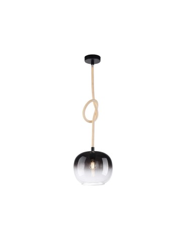 Paul Neuhaus Luma 1 Pendant Illuminated Wire Glass Shade E27 Black 2410-18