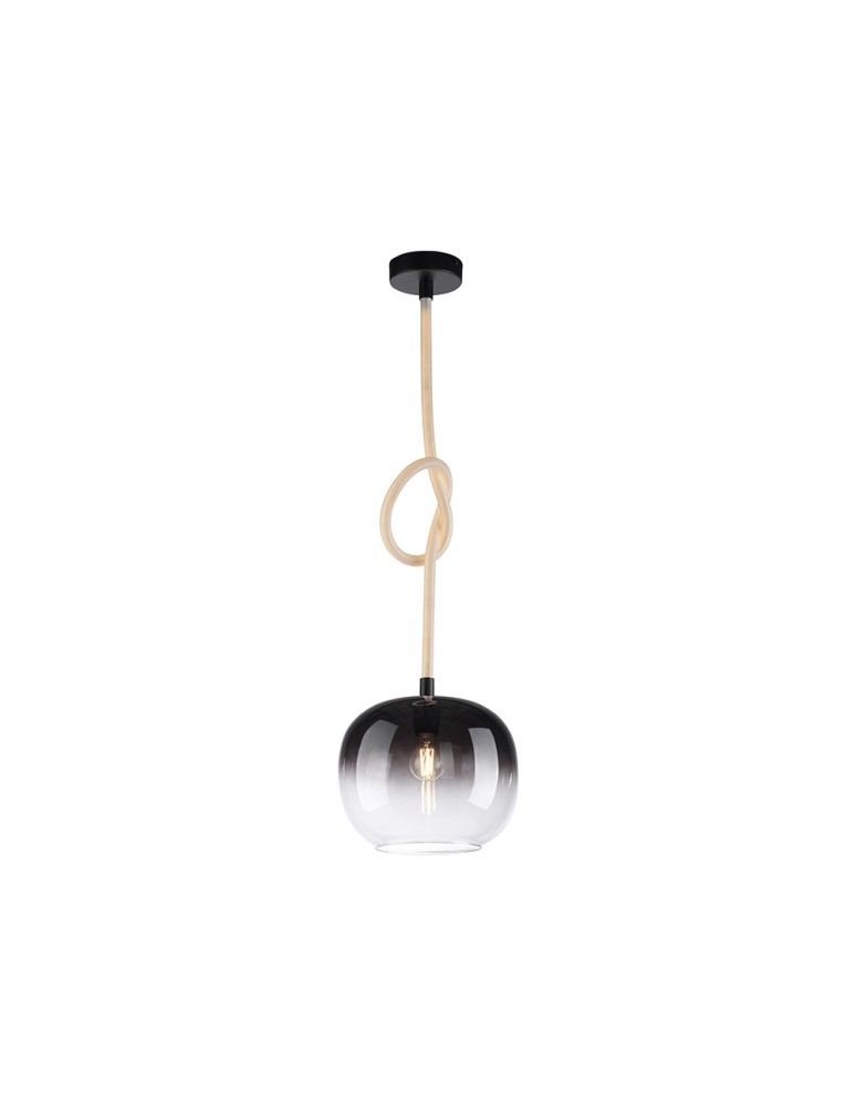 Pendant lamps - Paul Neuhaus Luma 1 Pendant Illuminated Wire Glass Shade E27 Black 2410-18 - product kolory-swiatla.pl 1