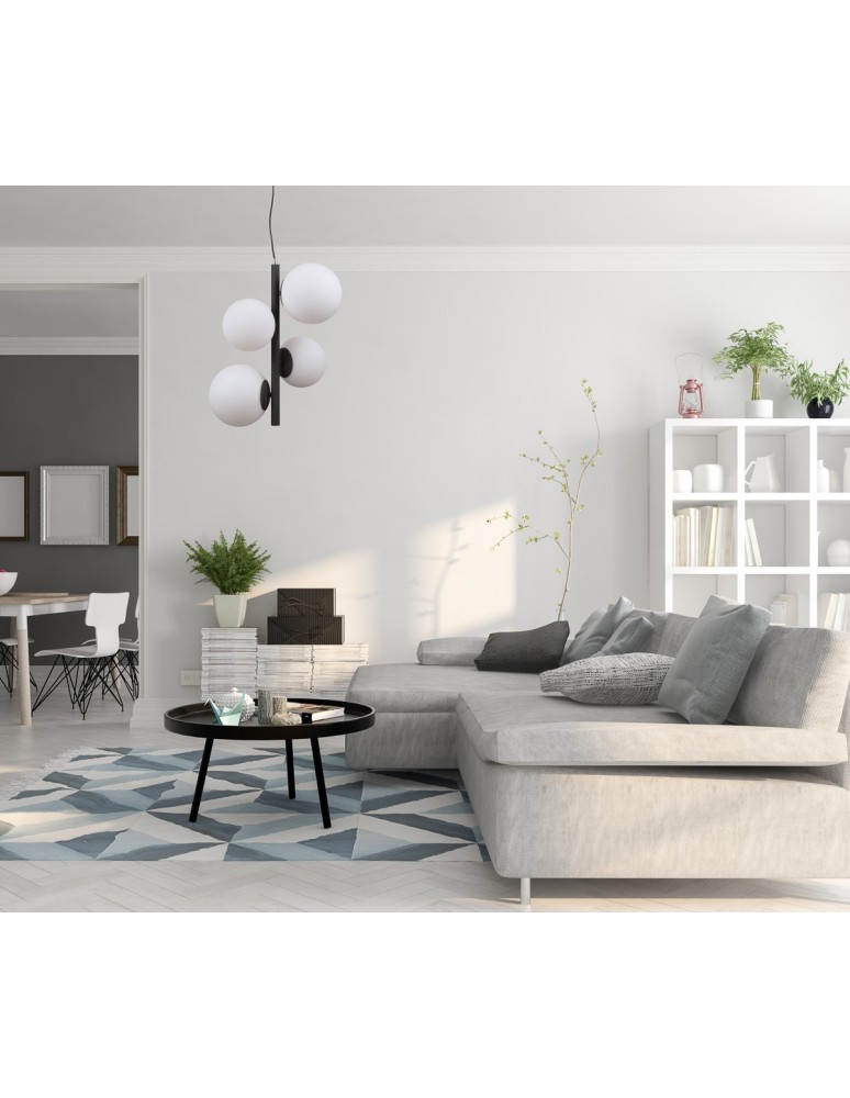 Italux Riga Wisząca Czarny satynowany 4xE14, E27 5W PND-44213-4A-SBL