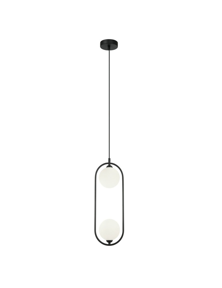Pendant lamps spheres - Italux Lupus Pendant Black, white 2xG9 25W PND-3965-2-BK - product kolory-swiatla.pl 2