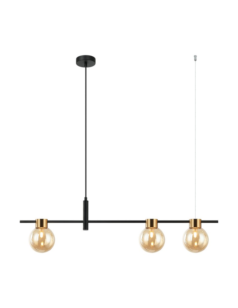 Pendant lamps over the island - Italux Bletter Pendant Black, Amber 3xG9 25W PND-5225-3-BK-AMB - product kolory-swiatla.pl 1