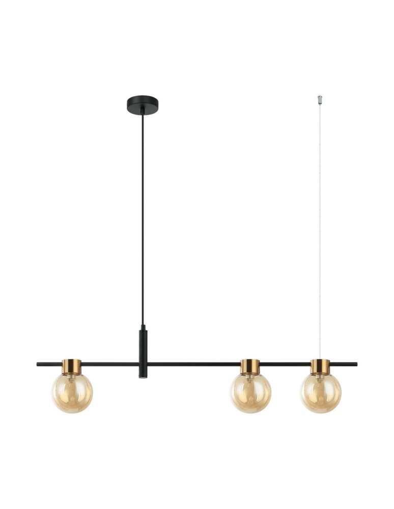 Pendant lamps over the island - Italux Bletter Pendant Black, Amber 3xG9 25W PND-5225-3-BK-AMB - product kolory-swiatla.pl 2