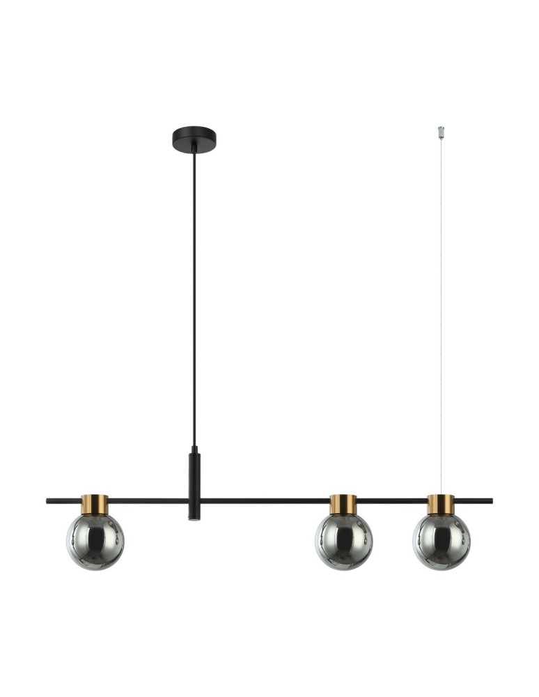 Pendant lamps over the island - Italux Bletter Pendant Black, Smoked 3xG9 25W PND-5225-3-BK-SG - product kolory-swiatla.pl 1