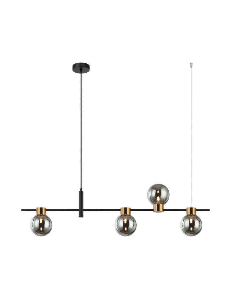 Pendant lamps over the island - Italux Bletter Pendant Black, Smoked 4xG9 25W PND-5225-4-BK-SG - product kolory-swiatla.pl 2