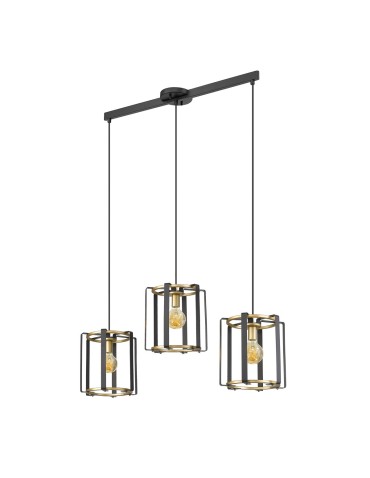 Italux Primero Pendant Gold, matte black 3xE27 60W PND-44003-3-BK-GD