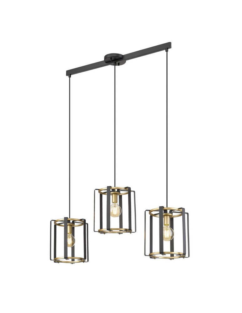Pendant lamps on a strip - Italux Primero Pendant Gold, matte black 3xE27 60W PND-44003-3-BK-GD - product kolory-swiatla.pl 2