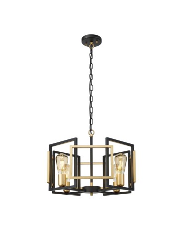 Italux Primero Pendant Gold, matte black 4xE27 60W PND-44003-4-BK-GD