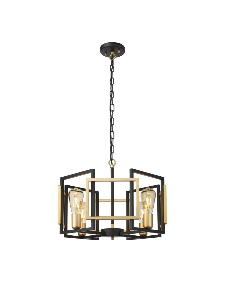 Chandeliers - Italux Primero Pendant Gold, matte black 4xE27 60W PND-44003-4-BK-GD - product kolory-swiatla.pl 1
