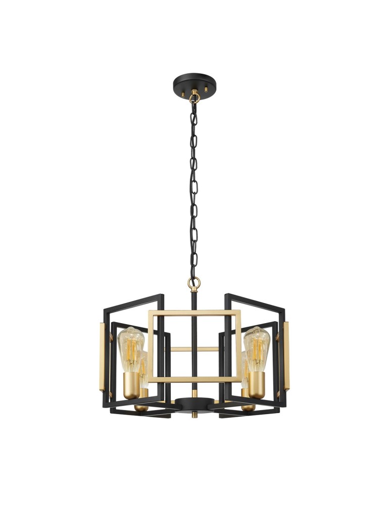 Chandeliers - Italux Primero Pendant Gold, matte black 4xE27 60W PND-44003-4-BK-GD - product kolory-swiatla.pl 2