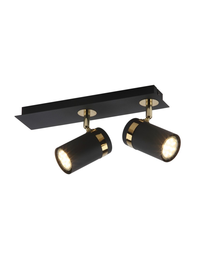 Spotlight ceiling lamps - Italux Verano Spotlight/Spot Black matte, gold chrome 2xGU10 35W SPL-2031-2 - product kolory-swiatla.pl 1