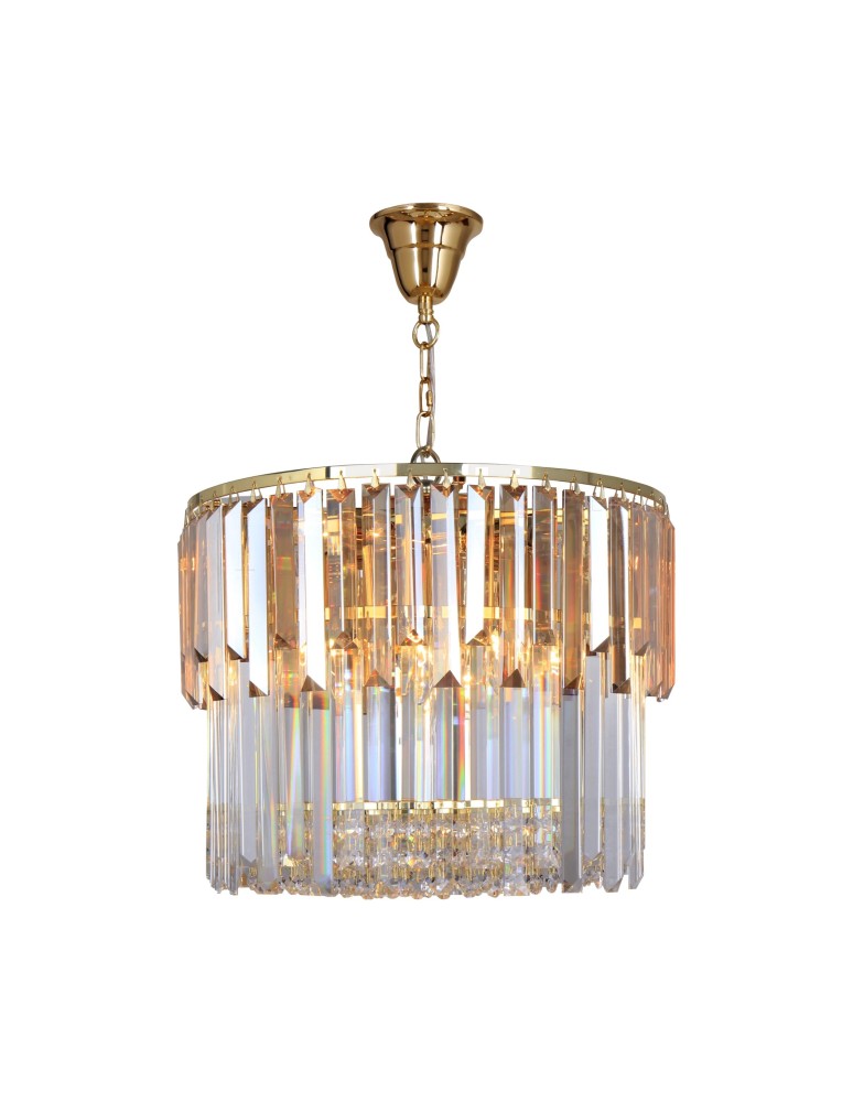 Glamour pendant lamps - Zuma Line Camille Pendant Lamp Gold/Bright+Amber 19101/8. - product kolory-swiatla.pl 1