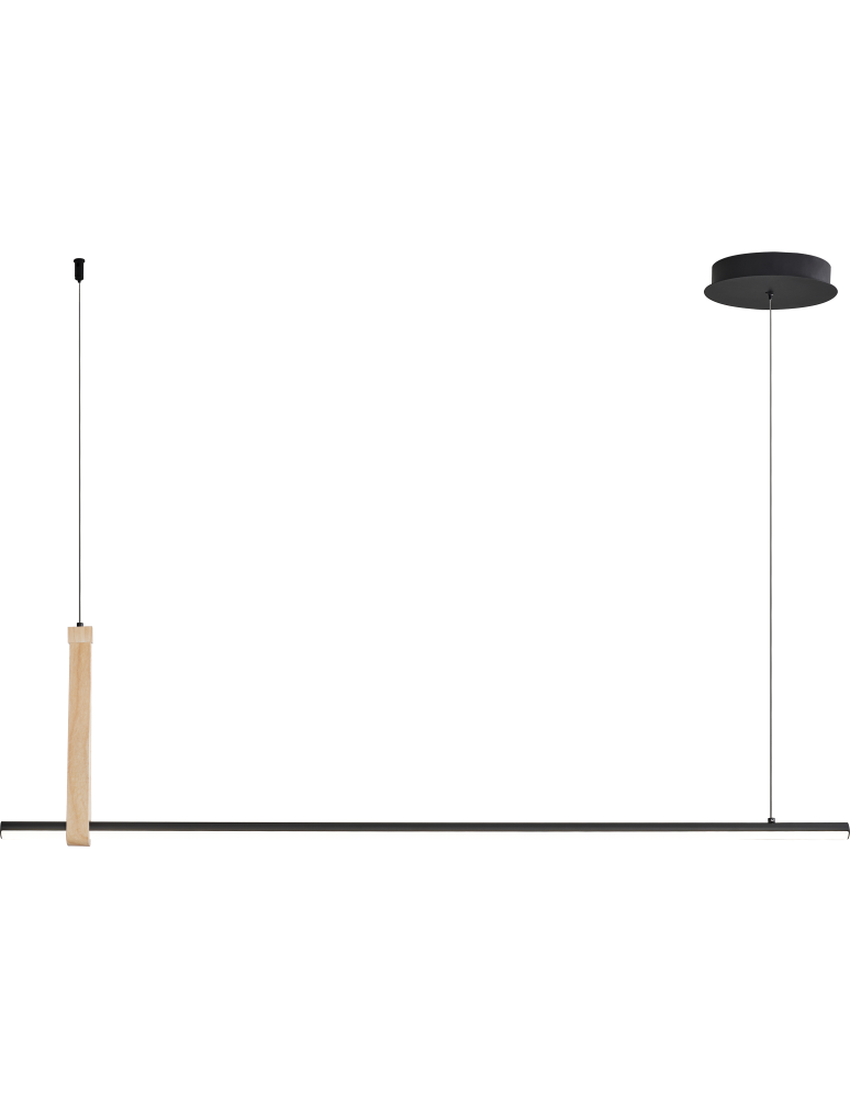 Pendant lamps over desk - Zuma Line Claud Pendant with Light Colour Switch 3000K/4000K/6000K Black/Wood 22806M-Wood. - product kolory-swiatla.pl 3