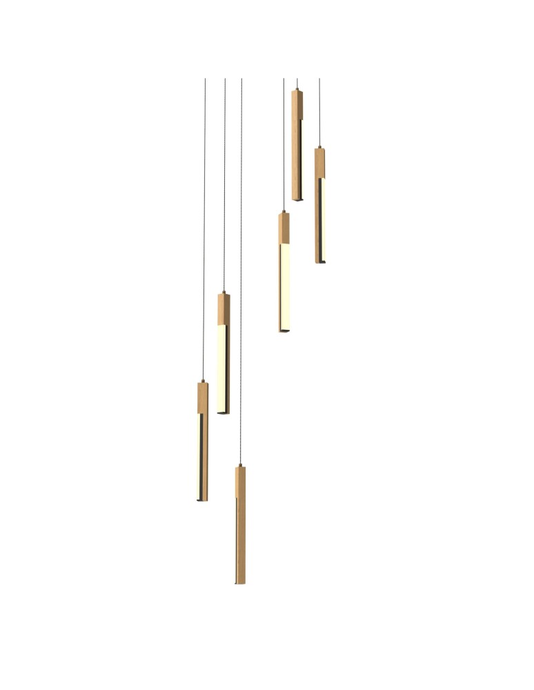 Wooden pendant lamps - Zuma Line Eliot Pendant Lamp Light Wood/Matte Black Md4768-6-3Bmt - product kolory-swiatla.pl 3