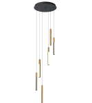 Wooden pendant lamps - Zuma Line Eliot Pendant Lamp Light Wood/Matte Black Md4768-6-3Bmt - product 1