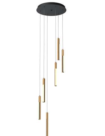 Zuma Line Eliot Pendant Lamp Light Wood/Matte Black Md4768-6-3Bmt