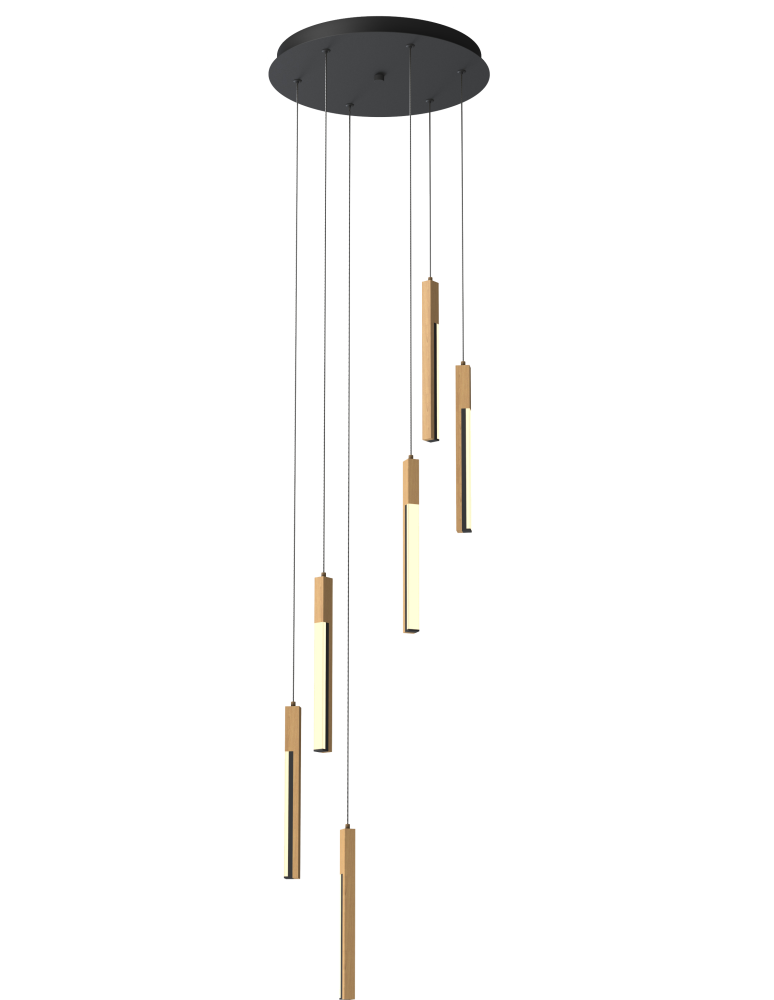 Wooden pendant lamps - Zuma Line Eliot Pendant Lamp Light Wood/Matte Black Md4768-6-3Bmt - product kolory-swiatla.pl 1