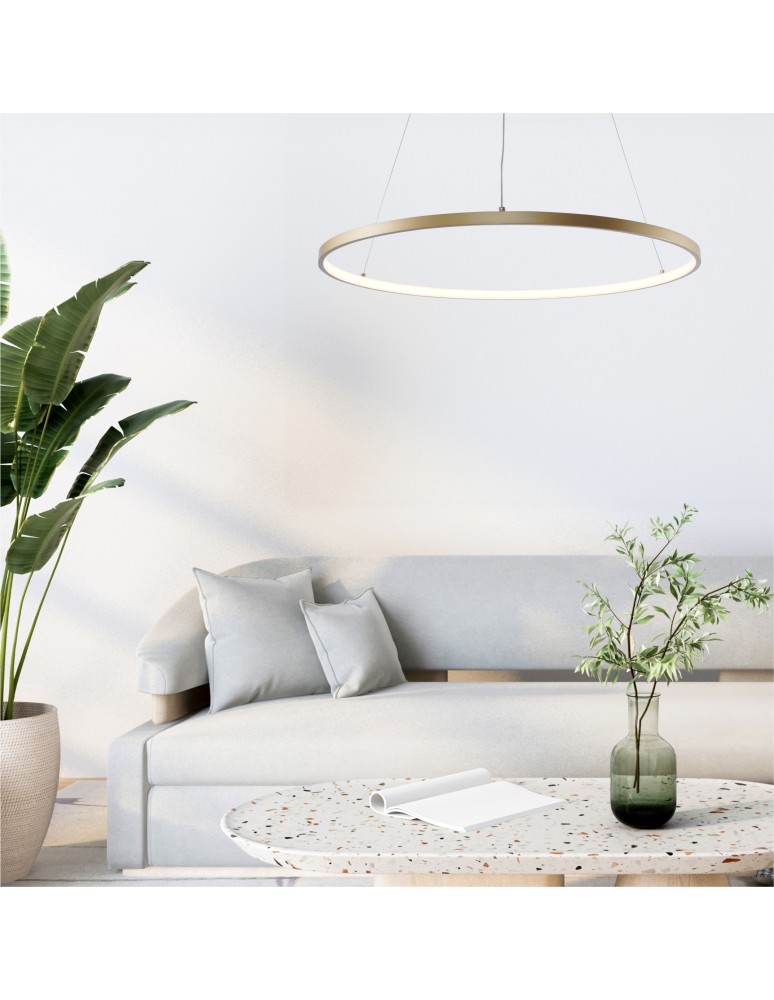 Pendant lamps circles - Zuma Line Breno Pendant with Light Colour Switch 3000K/4000K/6000K Gold 2023201-GD60. - product kolory-swiatla.pl 3