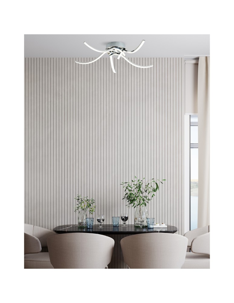 LED ceiling lamps - Zuma Line Focus Ceiling Light with Light Colour Switch 3000K/4000K/6000K Chrome 20023-5CCH. - product kolory-swiatla.pl 3