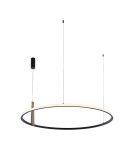 Pendant lamps circles - Zuma Line Claud Pendant Ring with Light Colour Switch 3000K/4000K/6000K Black/Wood 22808-Wood. - product 2