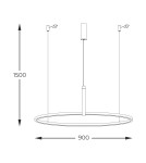 Pendant lamps circles - Zuma Line Claud Pendant Ring with Light Colour Switch 3000K/4000K/6000K Black/Wood 22808-Wood. - product 3