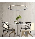 Pendant lamps circles - Zuma Line Claud Pendant Ring with Light Colour Switch 3000K/4000K/6000K Black/Wood 22808-Wood. - product 4