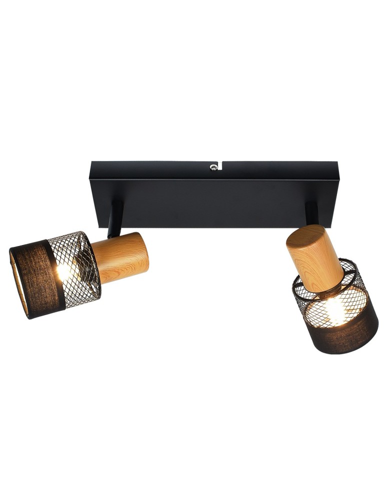 Spotlight ceiling lamps - Italux Coletta Spotlight/Spot Black, wood, fabric 2xE14 4W SPL-90110-2 - product kolory-swiatla.pl 1